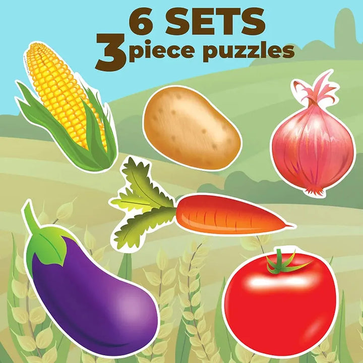 Toykraft My First Vegetables 3-Piece Floor Puzzles – Chunky, Educational Toddler Puzzles