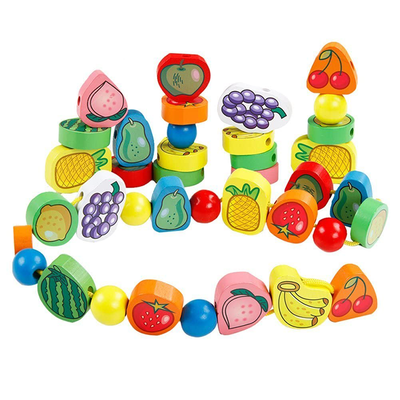 56 Piece Fruit Bead Game Lacing Toy | Stringing Beading Game Early Educational Toy