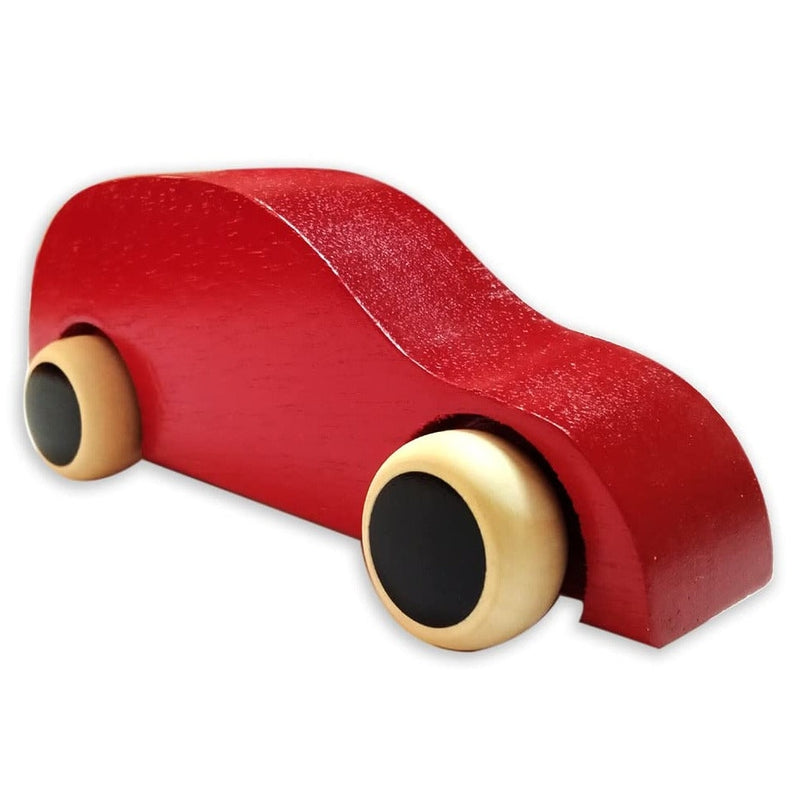 Handmade Non Toxic Channapatna Wooden Toy - Red Car and Red Whistle