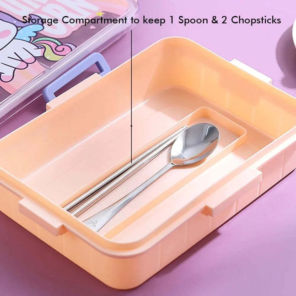 Unicorn Theme Stainless Steel Lunch Box (Pink) | Big Size