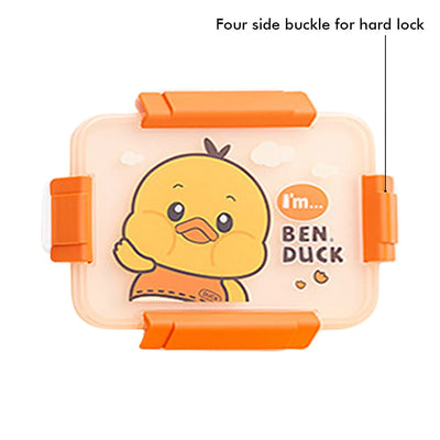 Yellow Duck Theme Transparent Lid Double Lock Stainless Steel Kids Lunch Box | Big Size