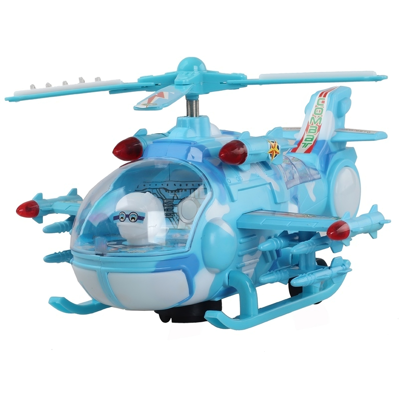 Battery Operated 360 Degree Revolve Musical Helicopter Bump and Go Action Aeroplane Toy