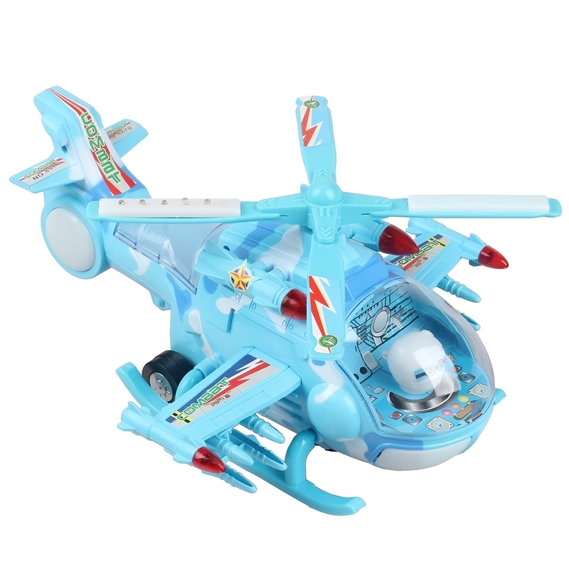 Battery Operated 360 Degree Revolve Musical Helicopter Bump and Go Action Aeroplane Toy