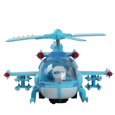 Battery Operated 360 Degree Revolve Musical Helicopter Bump and Go Action Aeroplane Toy