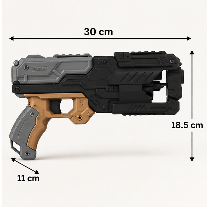Chanak Six Fire Toy Blaster with 10 Soft Bullet | 45 Feet Range | Black
