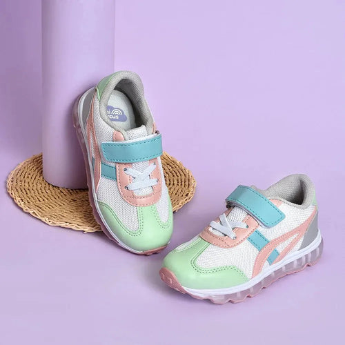 Mi Arcus Unisex Mesh & PU Leather Shoes - Velcro Strap, Elastic Laces & Patterned PVC Outsole