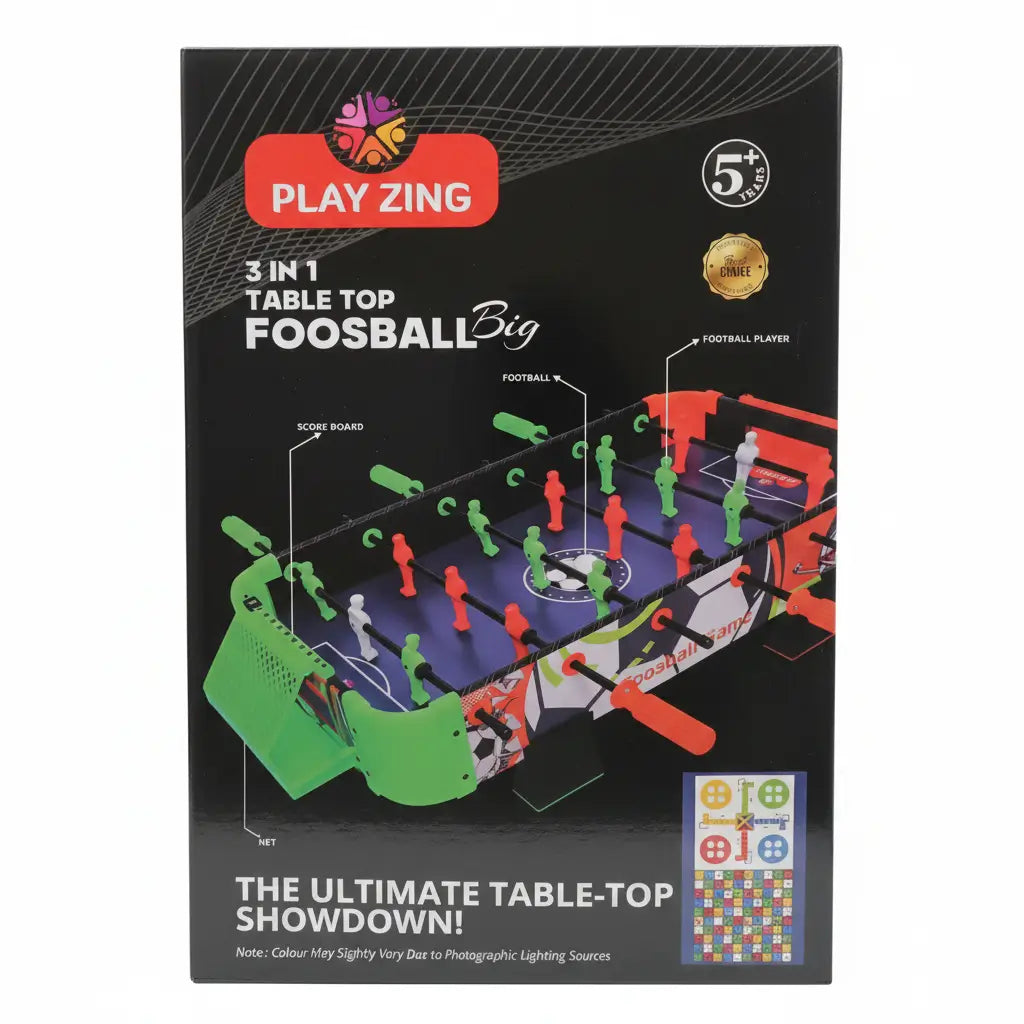 Simarr Play Zing 3-in-1 Foosball Table Top Game - Big | Multi-Game Sports Table for Kids