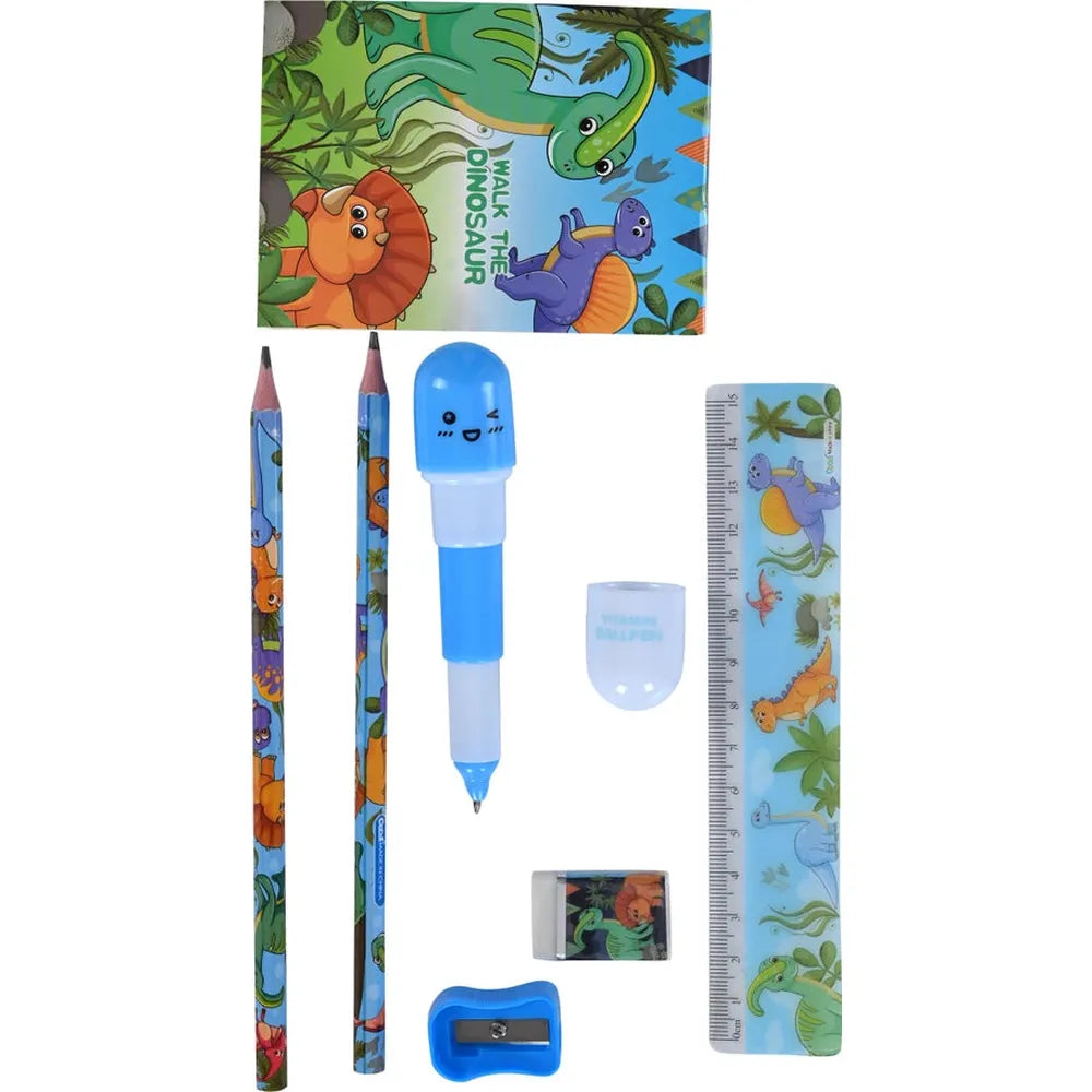Stationery Set for Kids | Pencil, Eraser, Scale, Rollable Pen Case & Writing Book | School Stationery Gift Set- 6 Pieces