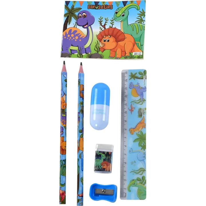 Stationery Set for Kids | Pencil, Eraser, Scale, Rollable Pen Case & Writing Book | School Stationery Gift Set- 6 Pieces