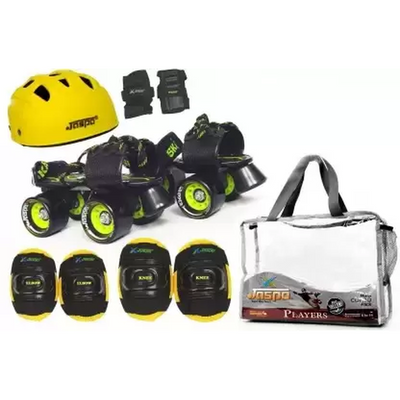 Brillient Delite Senior Skates Combo Skating Kit (Pair of skates, 1 helmet, 2 knee Pads, 2 elbow Pads ,2 wrist Pads, 1 bag) | 6-14 Years