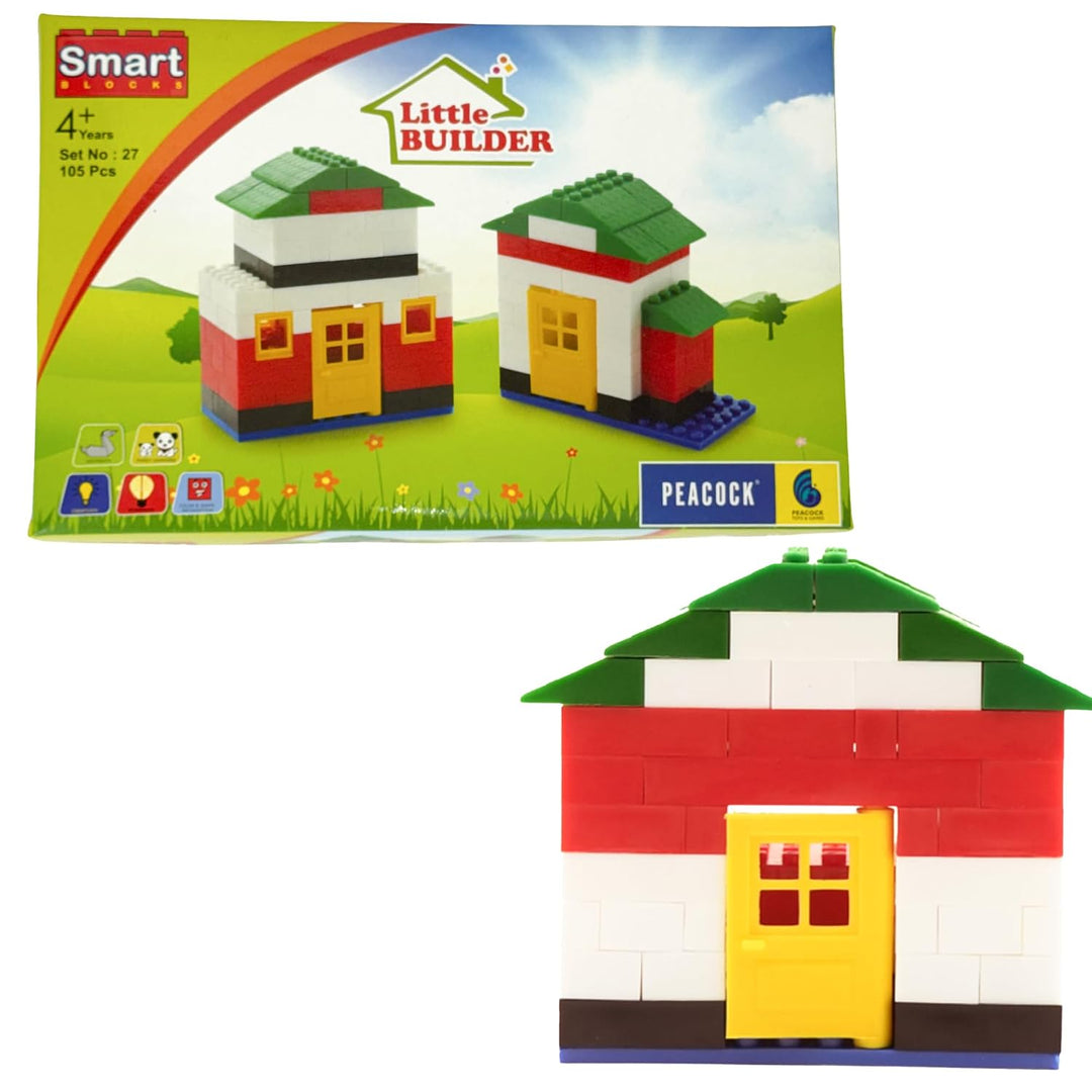 Peacock Toys & Games 105 Pieces Little Builder Interlocking Building Blocks | STEM Learning & Imaginative Play