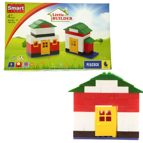 Peacock Toys & Games 105 Pieces Little Builder Interlocking Building Blocks | STEM Learning & Imaginative Play