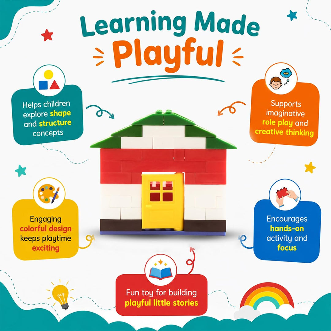 Peacock Toys & Games 105 Pieces Little Builder Interlocking Building Blocks | STEM Learning & Imaginative Play