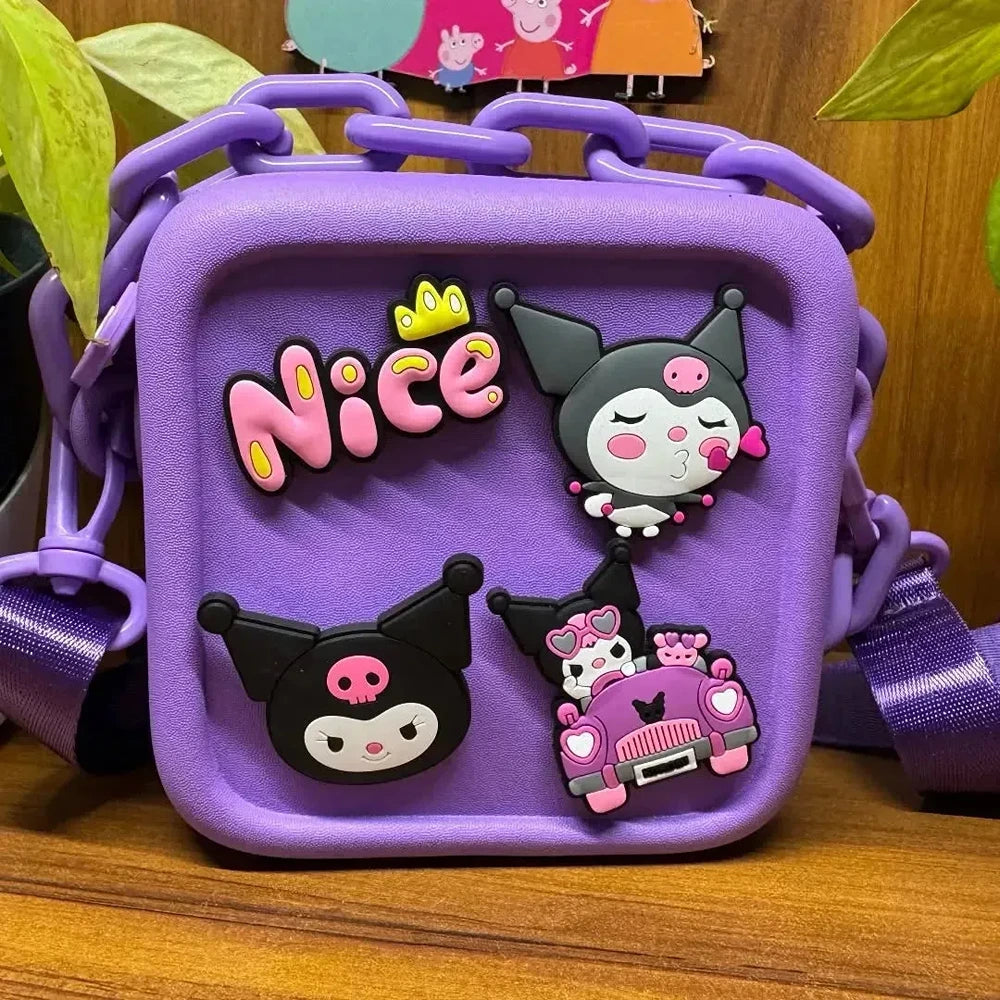 Dual Strap Sling/Hand Bag with Cartoon Charms (4-8 Years) | Assorted Colors