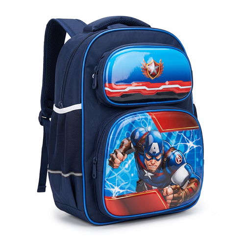 Cartoon Theme 3D Design Backpack for Kids - Blue