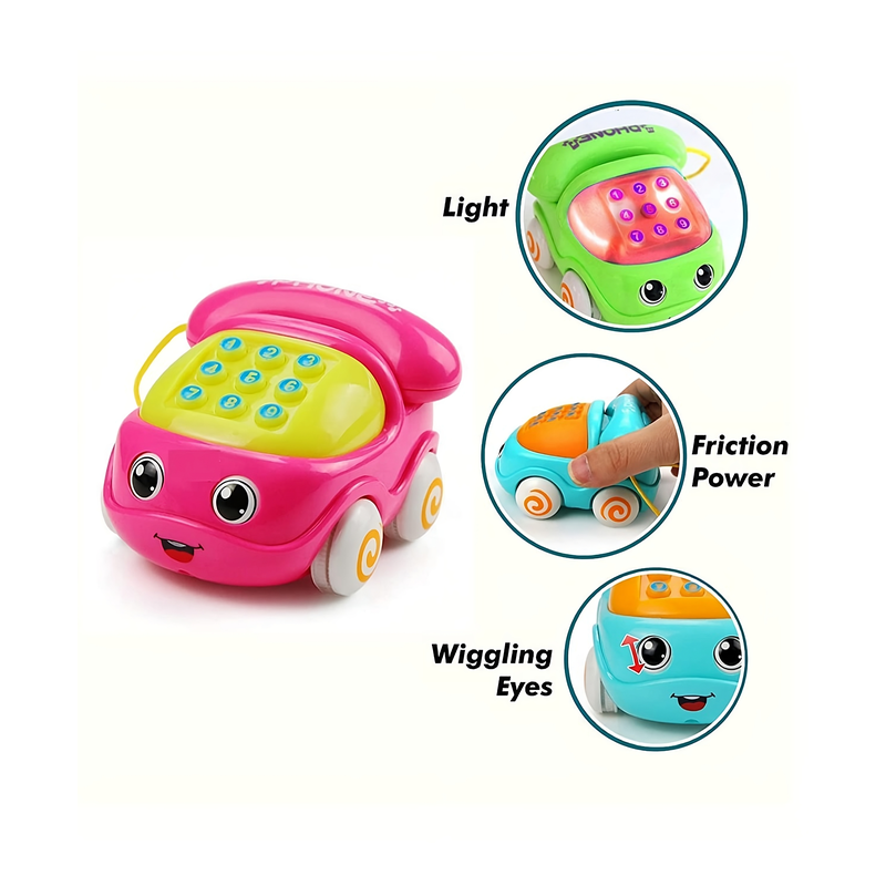 Friction Powered Musical Telephone Car Toy (Pack of 1) - Assorted Color