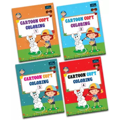 Cartoon Copy Coloring Book For Kids With 64 Pages(Set Of 4)- Fun, Educational, Colorful Imagery, Engaging Activities, And Hours Of Entertainment