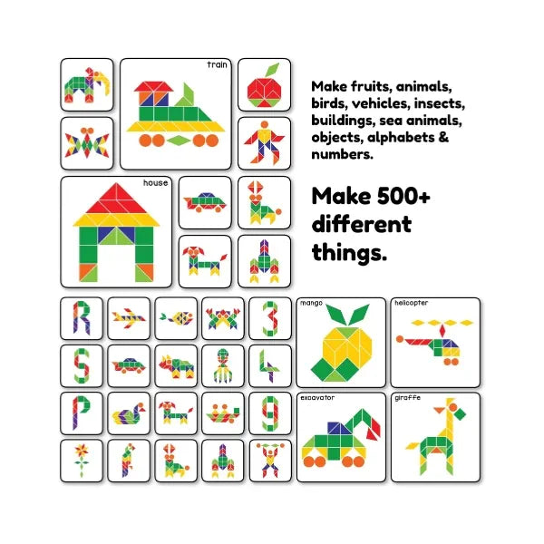 Play Panda Fun Magnetic Shapes - Big (Type 1) | 44 Magnetic Shapes, 200 Pattern Book, Magnetic Board and Display Stand