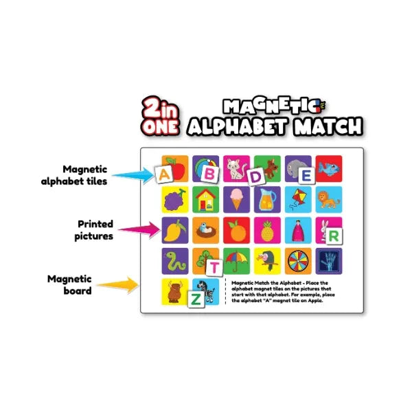 Play Panda Magnetic Learn to Spell - Objects I 104 Magnetic Tiles, Magnetic Board and Spelling Guide