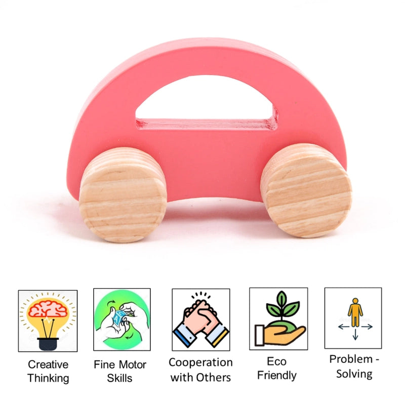 Wooden Emergency Vehicle Toy - Pickup Taxi Car | Small Size (6-24 Months)