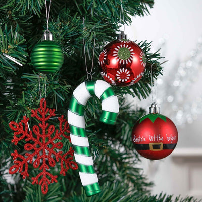 Red and Green Elf Theme Ball Ornaments Tree Hanging Decorations (100 pcs)