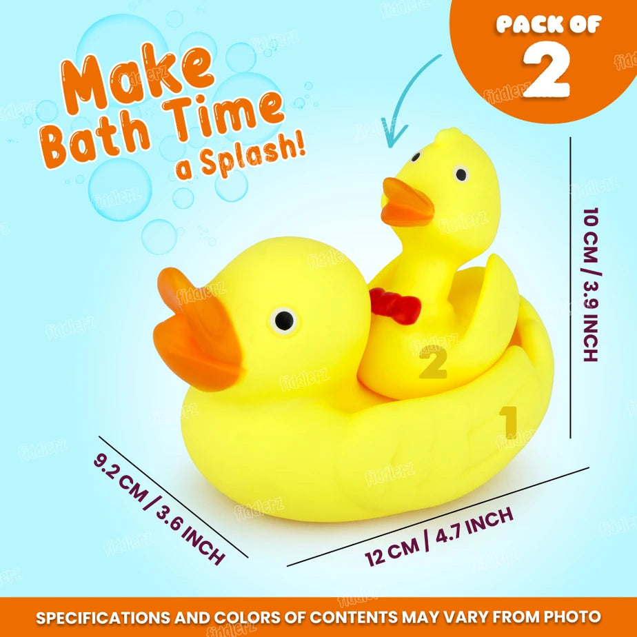 ToyBoi Mom & Me Duck Toy | Chu Chu Floating Rubber Duck | Pack of 2 - Yellow