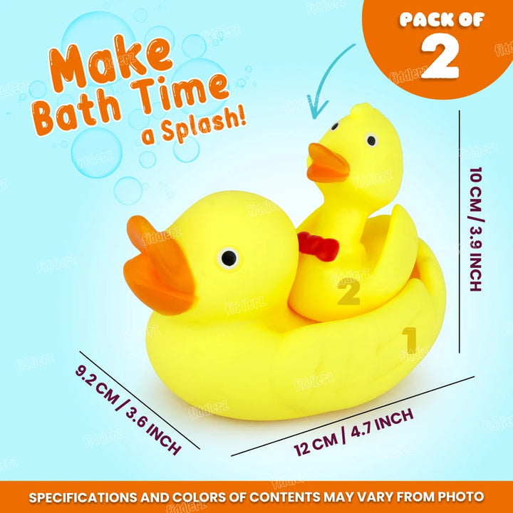 ToyBoi Mom & Me Duck Toy | Chu Chu Floating Rubber Duck | Pack of 2 - Yellow