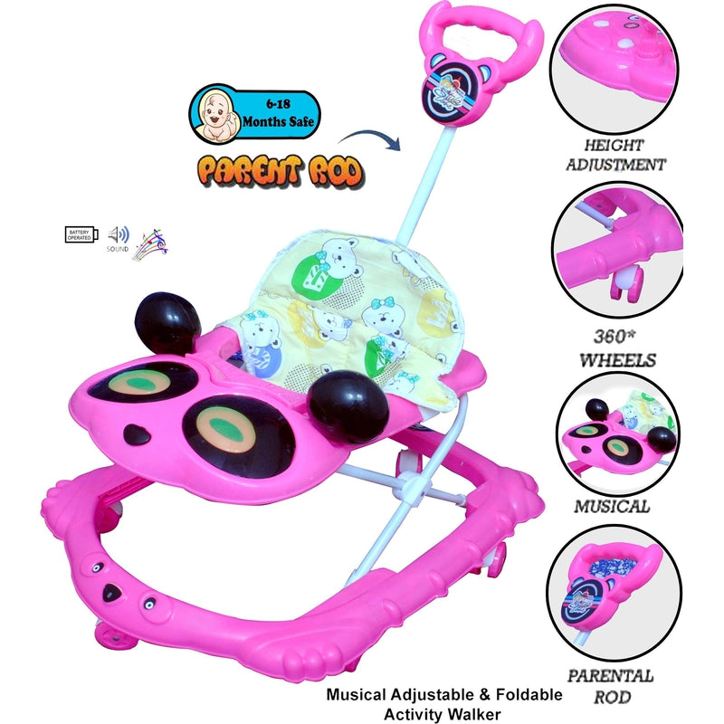 SZ Coco Musical Activity Walker With Parent Rod (Pink)