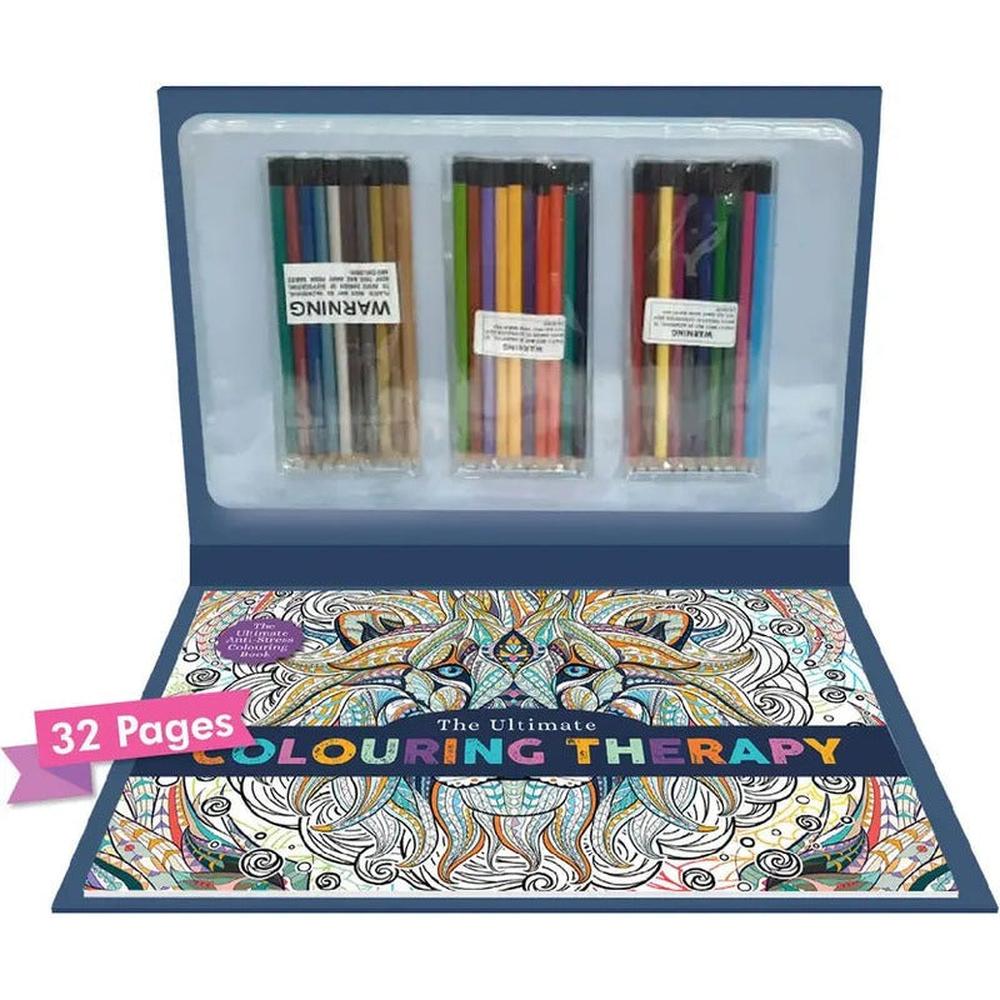 Hello Friend The Ultimate Colouring Therapy - 32 Page Book with 30 Colour Pencils (6-12 Years)