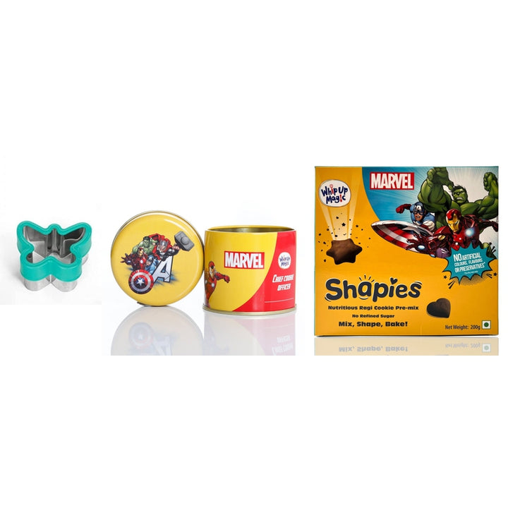 Shapies DIY Ragi Cookie Refill Pack (Disney Marvel) with Cookie Tin and Cookie Cutter (Assorted Design)