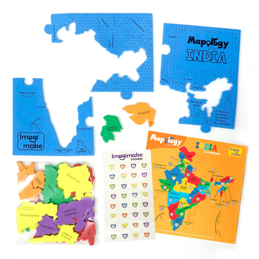 Mapology Combo: India & World Map Puzzle and Solar System Mobile - DIY Hanging Craft Kit