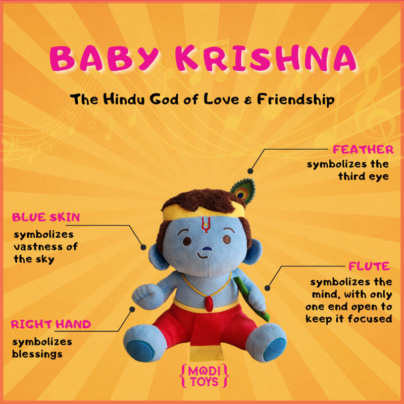 Personalised Baby Krishna (Medium 11 inch) Mantra Singing Plush Toy (COD Not Available)