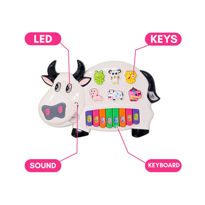 Musical Cow Toy with Flashing Light & Sound (Colour May Vary)(Pack of 1)