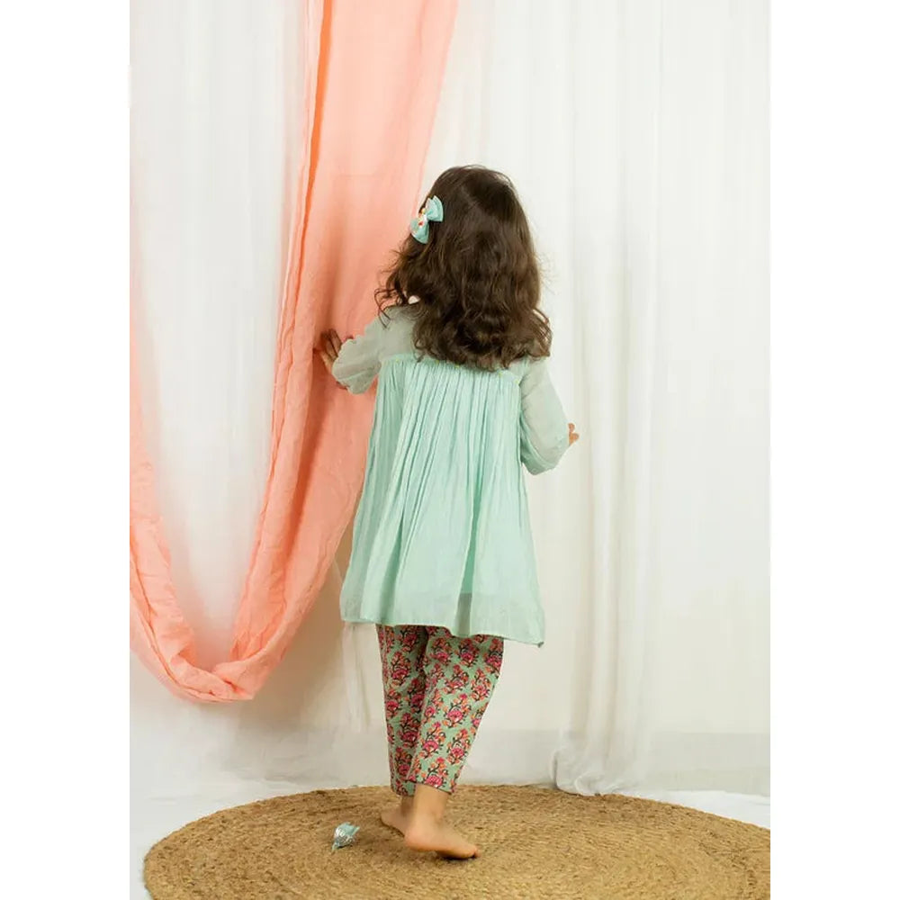 Jovi Jiyara Mint Green Loose Fit Anarkali Suit Set