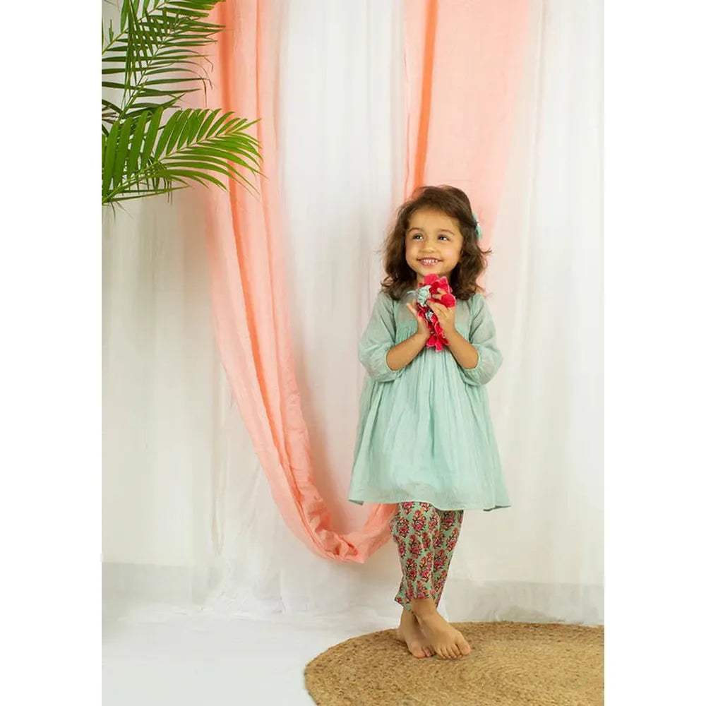Jovi Jiyara Mint Green Loose Fit Anarkali Suit Set