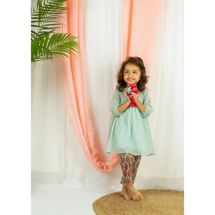 Jovi Jiyara Mint Green Loose Fit Anarkali Suit Set