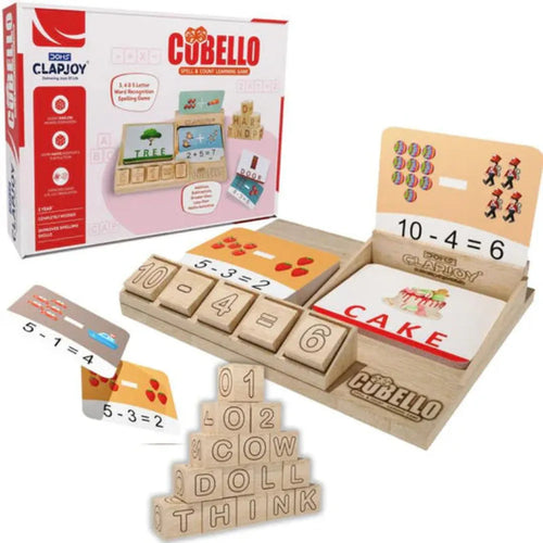 Clapjoy Cubello Learn & Play: Math and Word Flash Card Game (3-7 Years)