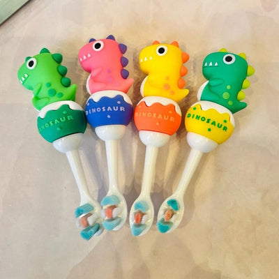 3D Dino Shape Microfiber Soft Bristles Toothbrush with Travel Case