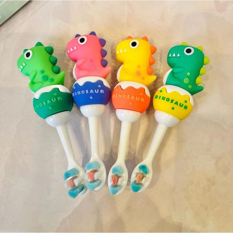 3D Dino Shape Microfiber Soft Bristles Toothbrush with Travel Case