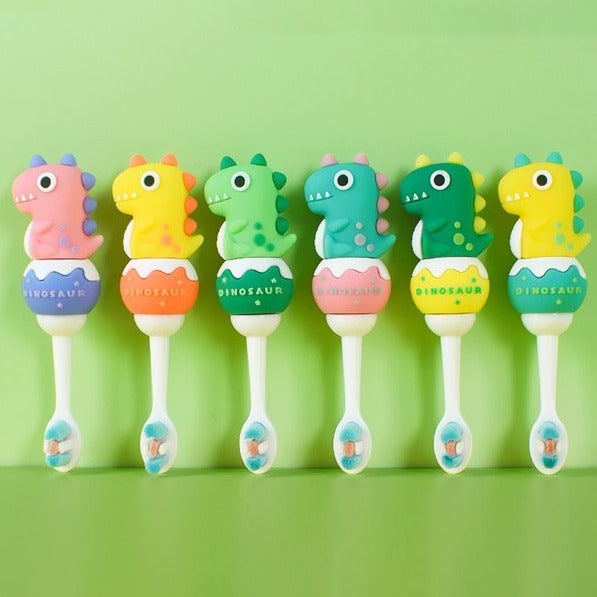 3D Dino Shape Microfiber Soft Bristles Toothbrush with Travel Case