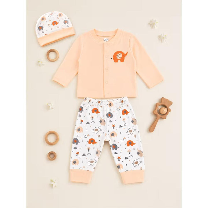 Mama's Care Hello Lil One Gift Set - Pack of 10+1 Teether Cum Rattle | Light Peach