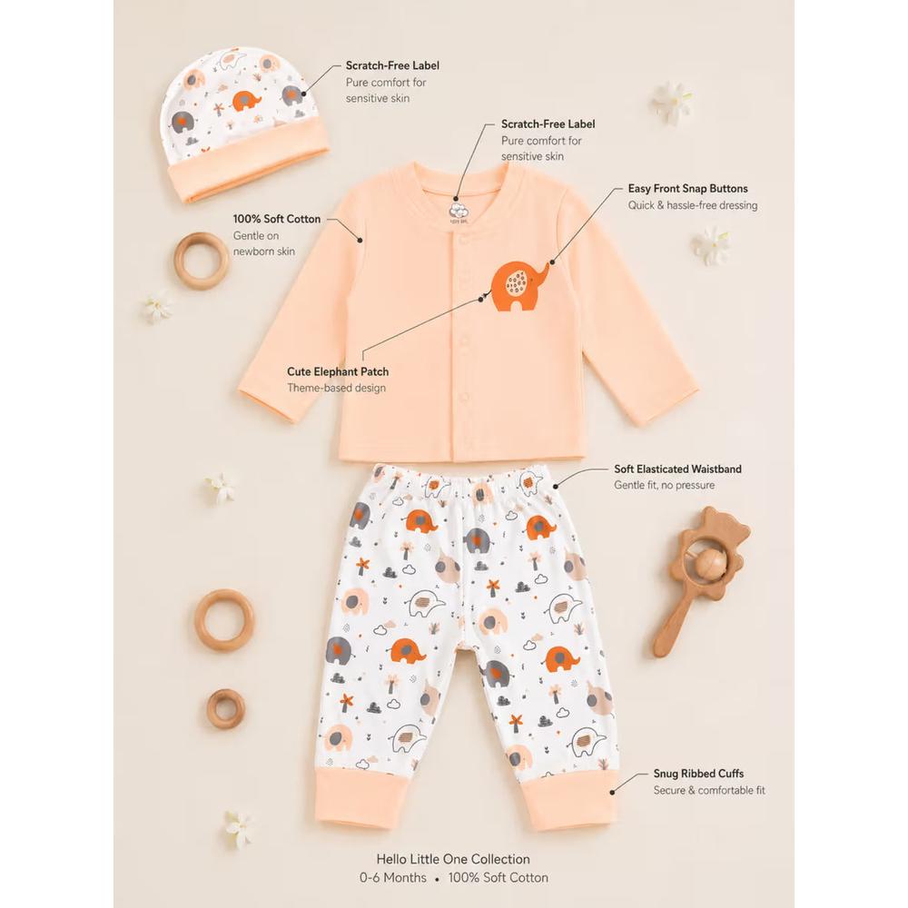 Mama's Care Hello Lil One 13 Pieces Gift Set - Pack of 10+3 Teether & Rattle | Peach