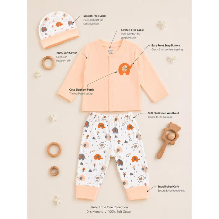 Mama's Care Hello Lil One 13 Pieces Gift Set - Pack of 10+3 Teether & Rattle | Peach
