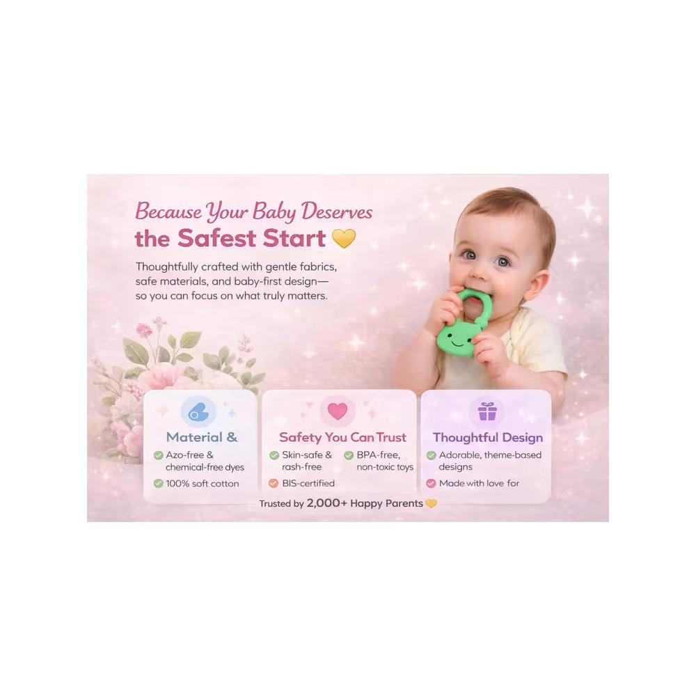 Mama's Care Hello Lil One 13 Pieces Gift Set - Pack of 10+3 Teether & Rattle | Peach
