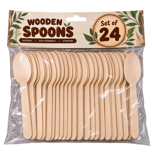Set of 24 Disposable Eating Spoons for Kanjak Pujan – 14 cm | Essential Spoons for Halwa, Chana & Prasad | Kanjak Special