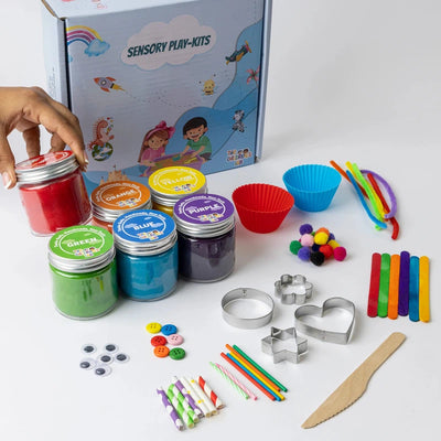 DIY Clay Play dough Activity Kit | 6 Rainbow Organic, Non Toxic Playdough Activity Kit for Kids