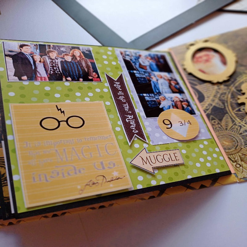 Slytherin theme personalised Harry Potter scrapbook for kids and
