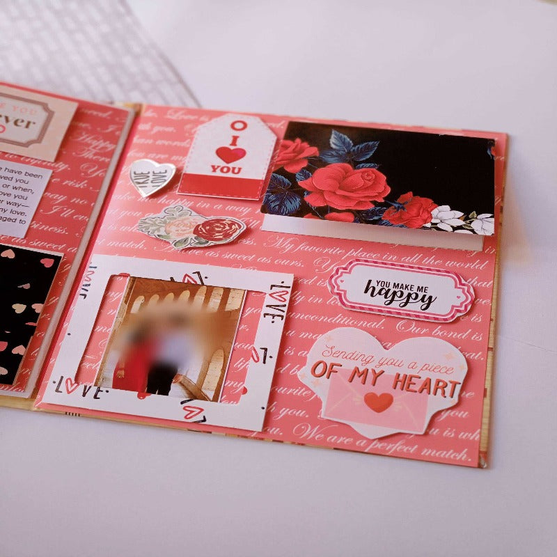 Red and black personalised Floral wedding anniversary scrapbook