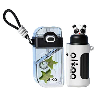 Double Tumbler Detachable Set Water Bottle (400ml & 320ml) | Black Panda