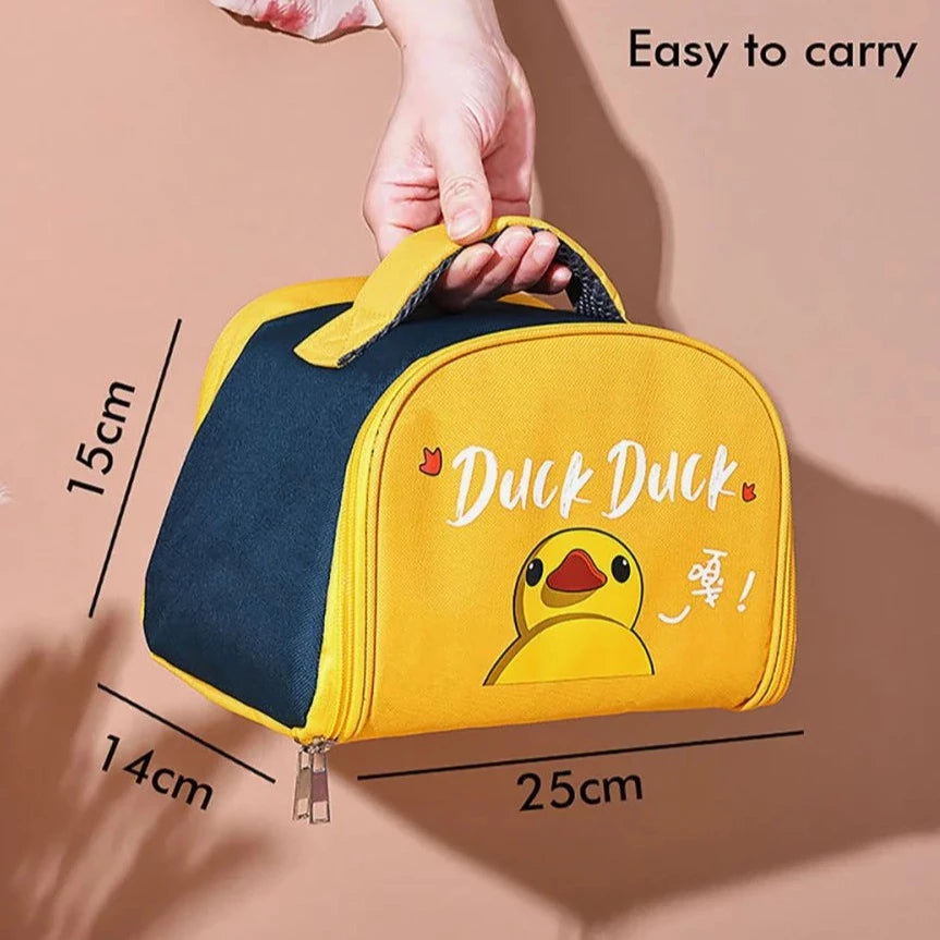 Yellow Duck Themed Handle Lunch Box with Matching lunch Box Cover